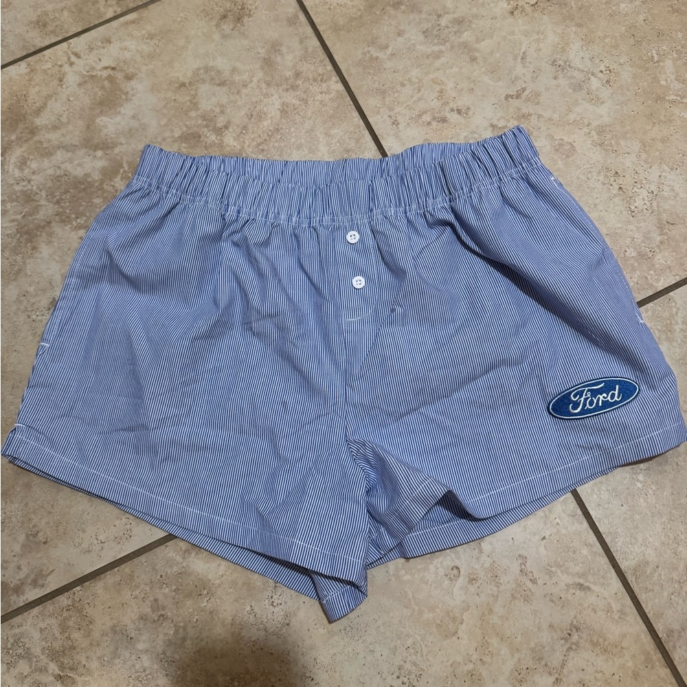 Ford Women's Blue Pinstripe Athletic Shorts